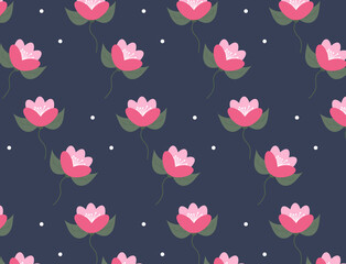 Beautiful floral pattern. Floral background with pink flowers, wallpaper. Textile, fabric. Pink lotus pattern