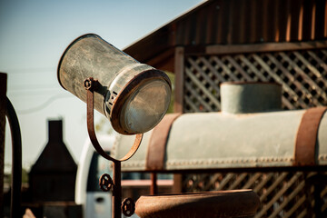 vintage style lamp made of headlight