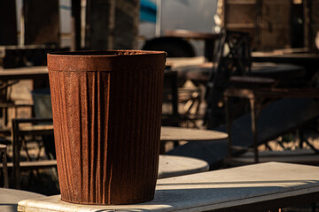 old vintage style rustic iron dustbin