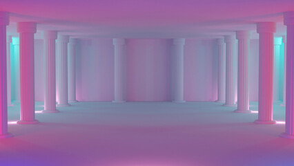 room with speakers and light sources 3d render