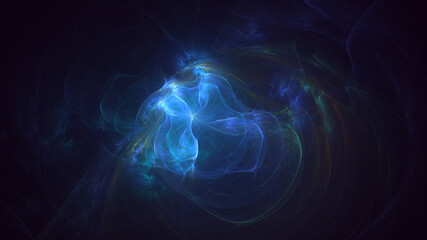 Naklejka premium 3D rendering abstract blue fractal light background
