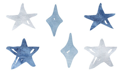 Watercolor elements. Set of children's elements of winter details. Design for sublimation, stickers, appliqué.