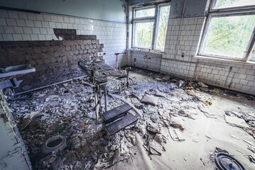 Operating theatreroom in hospital of Pripyat abandoned city in Chernobyl Exclusion Zone, Ukraine