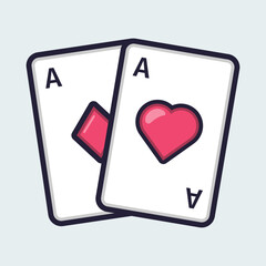 Playing cards flat line colored icon