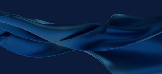 Flowing transparent Cloth Wave, blue Waving Silk Flying Textile
