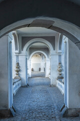 Public passage through castle in Cesky Krumlov