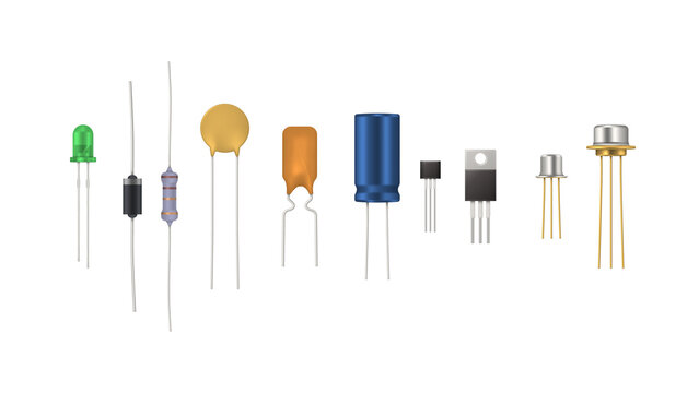 Set of various radio components isolated on white background. Vector illustration.