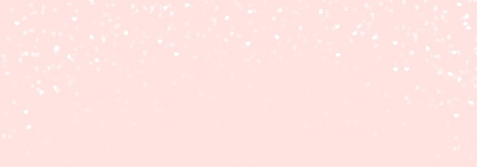 Illustration white hearts on pastel light pink background. Abstract hearts snow