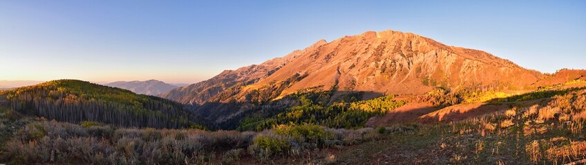 Mount Nebo Wilderness Peak 11,933 feet, autumn panoramic views hiking, highest peak in the Wasatch Range of Utah, Uinta National Forest, United States. USA.