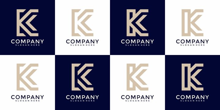Set of abstract monogram letter k logo icon template.