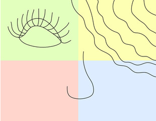 vector lines abstract human composition, illustration, wallpaper and background in pastel hues
