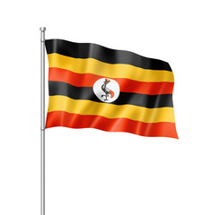 Uganda flag isolated on white