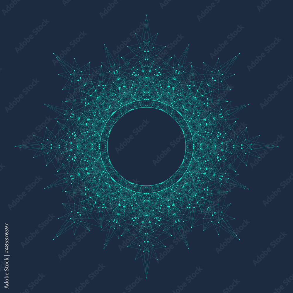 Aufkleber Artificial intelligence logo. Machine Learning concept. Digital Brain. Neural Networks and Learning Processing Big Data. Data flow background. Vector illustration