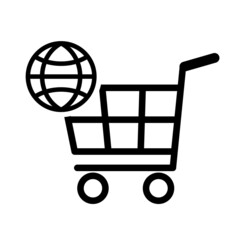 Shopping Cart With Globe Icon Vector Design Template.