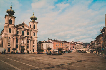 Fototapeta na wymiar Gorizia historic center, church of san ignazio, friuli, italy