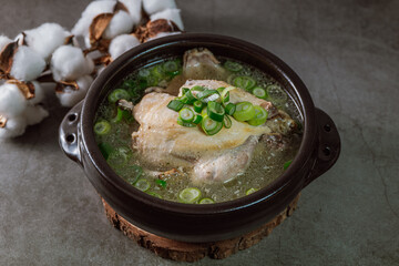 Samgyetang, Korean Ginseng Chicken Soup : Tender, whole, young chicken stuffed with ginseng,...