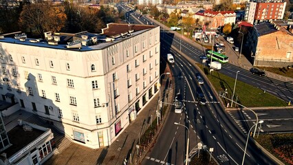 View from the top on a sunny ,summer day on the city of Bialystok.