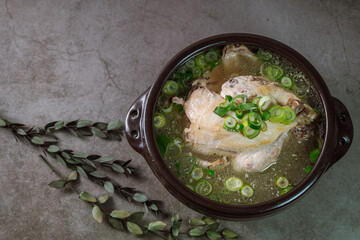 Samgyetang, Korean Ginseng Chicken Soup : Tender, whole, young chicken stuffed with ginseng,...