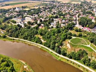 Landscape from a bird's eye view on Drohiczyn on the Bug River.