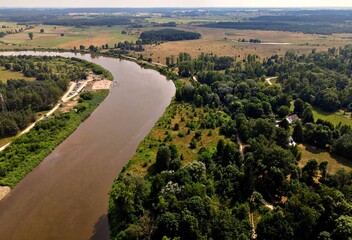 Landscape from a bird's eye view on Drohiczyn on the Bug River.