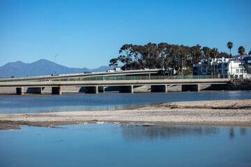 A Highway Bridge on the Pacific Coast Highway Crossing of an Estuary on the California Coast Near...
