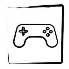 Gamepad icon, framed brush strokes, vector illustration.