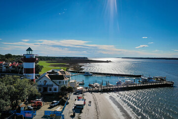 Aerial View of Harbour Town and lighthouse on Hilton Head Island South Carolina