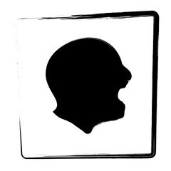 Screaming man brush in a frame, vector illustration.