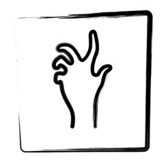 Helping hand, framed brush strokes, vector illustration.