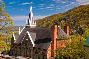 View of Satint Peters Church  from the Appalachian Trail in Early Fall, Harpers Ferry National Historical Park, West Virginia, USA