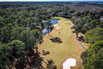 Aerial View of Golf Course on Hilton Head Island - obrazy, fototapety, plakaty