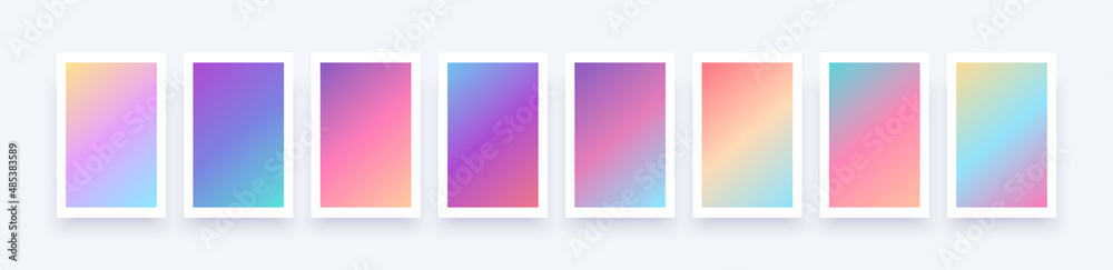 Wall mural gradient background set. soft color. bright colorful colors. simple modern screen design. sunset and