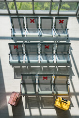 waiting seats in airport departure terminal