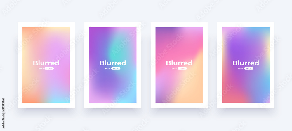 Wall mural gradient background set. soft color. bright candy colors. simple modern screen design. sunset and su
