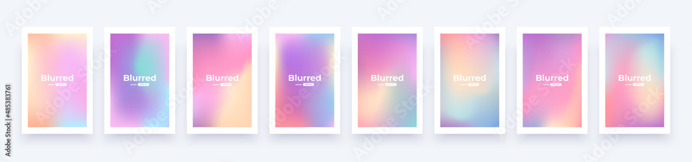 Wall mural gradient background set. soft color. bright colorful colors. simple modern screen design. sunset and