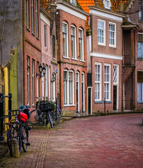 Fototapeta na wymiar HOORN-Netherlands- April 19, 2013-A street in the town of Hoorn in Holland.