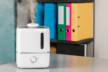 Steam from the humidifier. Ultrasonic technology, increasing the humidity of the air in the room