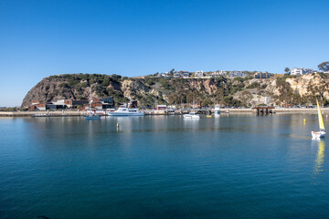 Fototapeta na wymiar The Dana Point, california, Harbor Looking at the South Bay Near the Dana Headlands