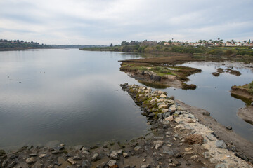 The Newport Beach, California,Back Bay Estuary from the Pacific Ocean Environmental Habitat as Seen from the Bike and Hiking Trail