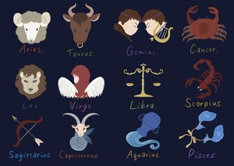 12星座_イラスト_セット