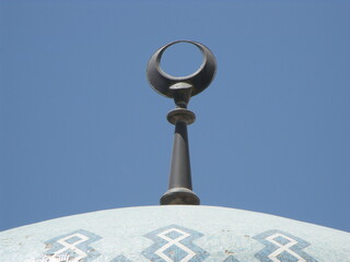 King Abdullah I Mosque, Amman, Jordan, August 10, 2010: Decoration on the top of the dome of the...
