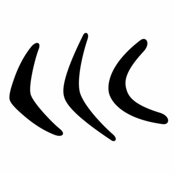 recommend clip art: Traditional wooden boomerang silhouette of different shapes icons set isolated on white background. Australian native hunting and sport weapon. Aboriginal wooden boomerang icon. Vector illustration