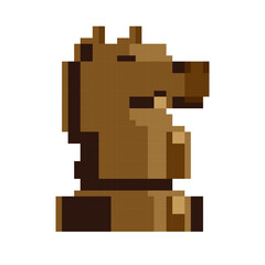 Horse chess piece icon. Chess application. Pixel art style. 8-bit video game sprite. Game assets. Isolated abstract vector illustration.
