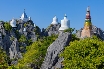 A famous travel spot, Wat Chaloem Phra Kiat Phrachomklao Rachanusorn, Wat Praputthabaht Sudthawat in Lampang, Northern of Thailand - obrazy, fototapety, plakaty