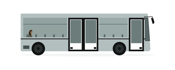 Female character in the bus on a white background © Tatyana