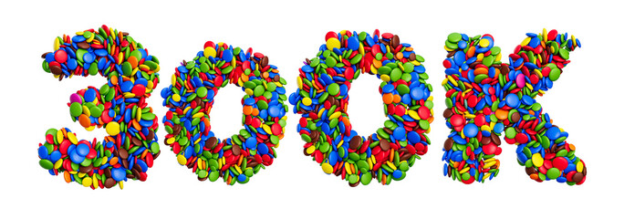 300k of multicolored rainbow candies Festive isolated on white background 3d illustration