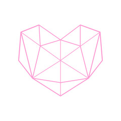 Vector pink heart in a modern geometric style. Vector illustration for your graphic design. Geometric Logo In The Shape Of A Heart. Design elements for Valentine's Day.