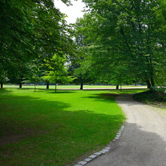 Gravel path for sports and walking inbeautiful park.