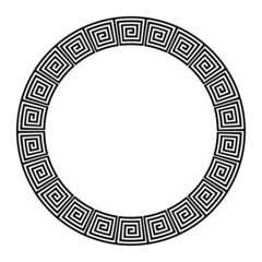 Geometric ornament with greek meander motif for circle frame.