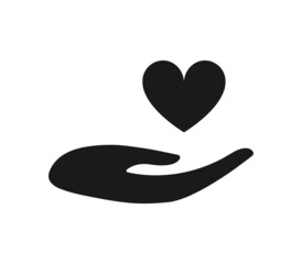 Heart in hand icon. Vector illustration